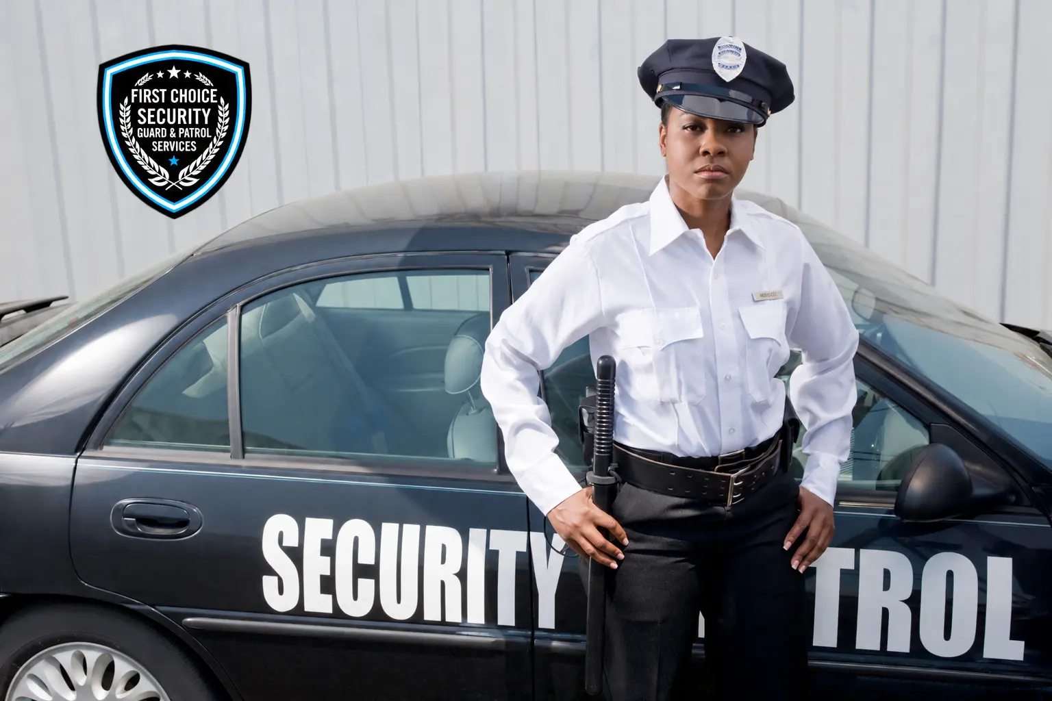 Security Guard Beside Car